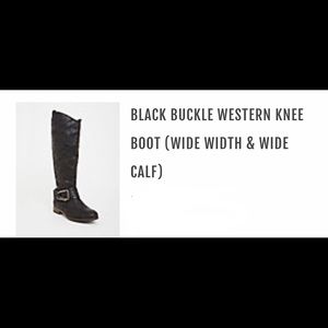 Black Western Large Buckle Boot Wide Calf&Width 10